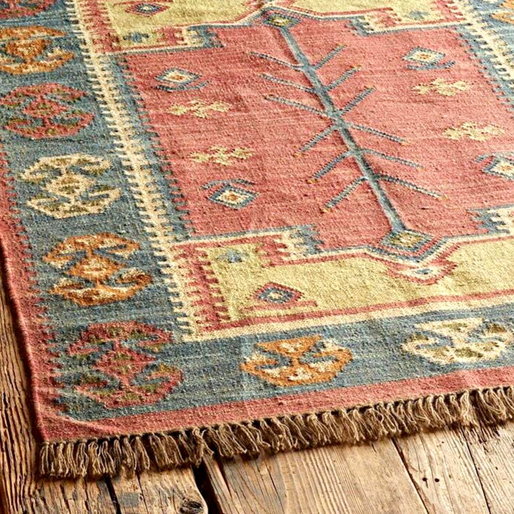 Multicolor Handcrafted Jute Vintage Dhurrie For Home